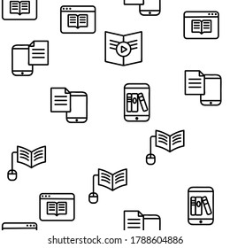 Ebook Electronic Tool Vector Seamless Pattern Thin Line Illustration