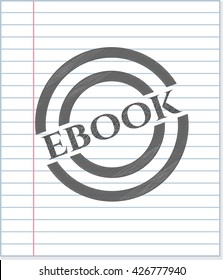 emblema de ebook con efecto lápiz
