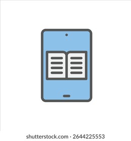 ícone de estrutura de tópicos preenchida com ebook. ilustração da linha de cores do e-book.