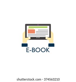 E-Book in flat design template, vector illustration