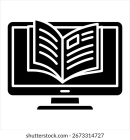 Ilustración vectorial de icono de glifo de libro electrónico