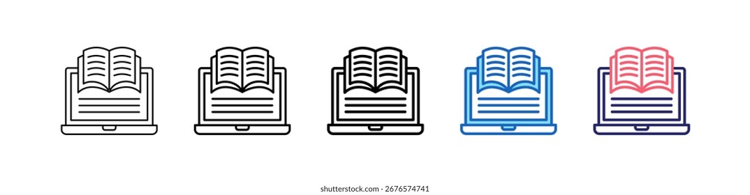 Icono De Libro Electrónico En 5 Estilos Diferentes Conjunto De Colección.