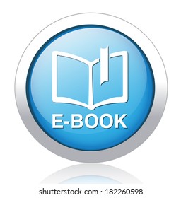 Ebook icon button blue download