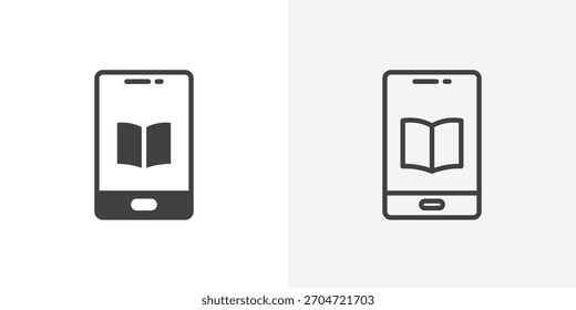 Ebook icon. collection of editable stroke line and solid flat styles.