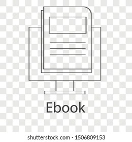E-book icon concept on transparency background. Line vector illustration use for your web site.