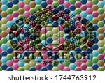 Ebook icon and data breach text Colorful candy multicolored emblem.Hexagon chic background. Intense illustration. 