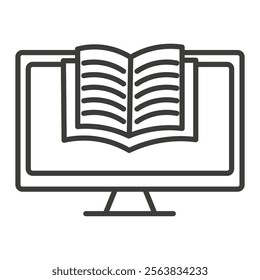 E-Book Icon Depicting a Tablet with a Book in Black and White