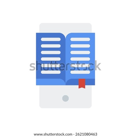 Ebook Icon for Digital Reading and Study Materials – E-reader vector, online publication illustration, tech learning tool. Flat Icon