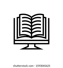 ebook icon, electronic education, online learning  icon in linear style on white background