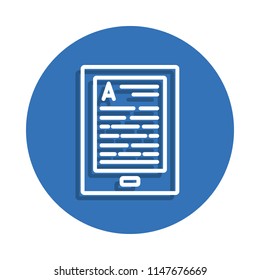 E-book icon. Element of education for mobile concept and web apps icon. Thin line icon with shadow in badge for website design and development, app development on white background