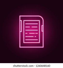 eBook icon. Elements of Media in neon style icons. Simple icon for websites, web design, mobile app, info graphics