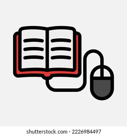Ebook icon in filled line style, use for website mobile app presentation