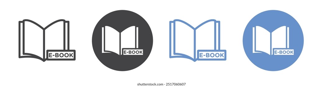 Conjunto de símbolos de linha plana do ícone Ebook.