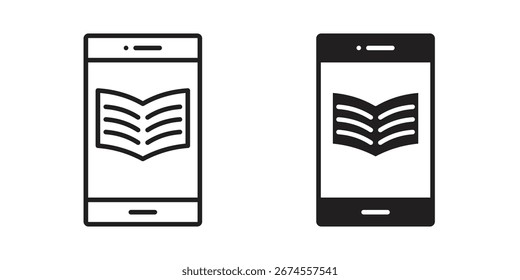 Icono de libro electrónico en estilo de moda plano y forro para diseños de ui App