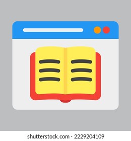 Ebook icon in flat style about browser, use for website mobile app presentation