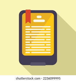 Ebook icon flat vector. Digital book. Library education