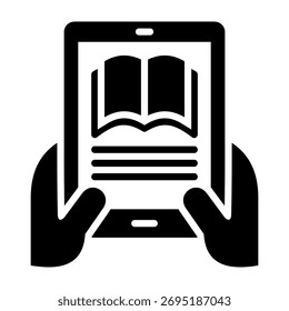 Ilustración vectorial de diseño de glifo de icono de libro electrónico