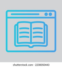 Icono de Ebook en estilo de degradado sobre navegador, uso para presentación de aplicaciones móviles del sitio web