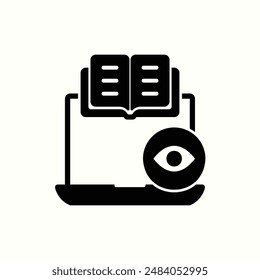 icono de libro electrónico, icono aislado negro tema aprendizaje