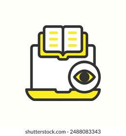 icono de libro electrónico, icono aislado negro tema aprendizaje
