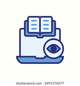 ebook icon, isolated blue icon theme learning