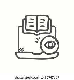 ebook icon, isolated handdrawn icon theme learning