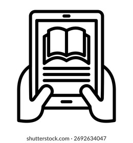Ilustración vectorial de diseño de línea de icono de libro electrónico