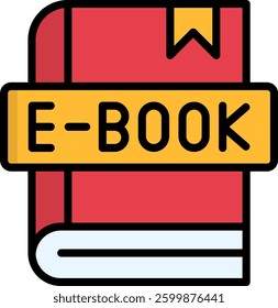 Ebook Icon Lineal Color Vector Illustration
