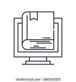 Icono Ebook, ilustración lineal aislada, vector de línea delgada, signo de diseño web, símbolo de concepto de contorno con trazo editable sobre fondo blanco.