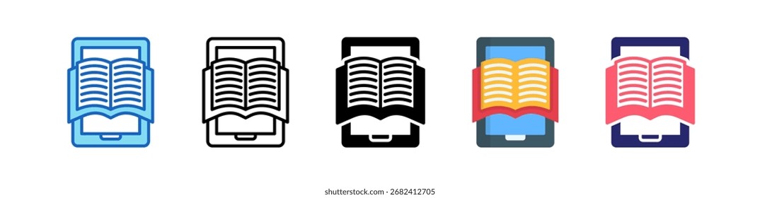 Ebook Icon Multiple Style Set Collection.