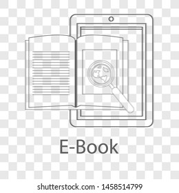 E-Book icon on transparency background. Flat style vector illustration.