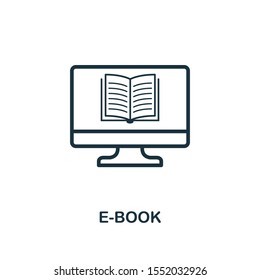 E-Book icon outline style. Thin line creative E-Book icon for logo, graphic design and more.