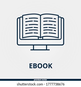 ebook icon, premium linear ebook icon.