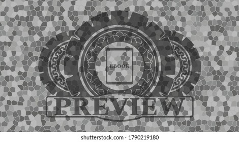 Ebook icon and preview text grey color stone wall realistic emblem. Rock chic background. Artistic illustration. 