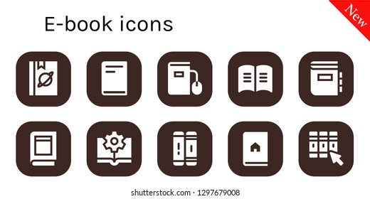  e-book icon set. 10 filled e-book icons. Simple modern icons about  - Book, Ebook, Dictionary, Library