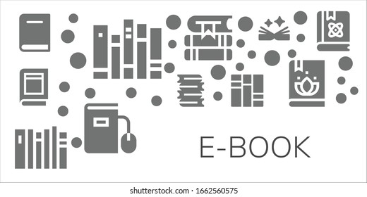 E-Book-Icon-Set. 11 gefüllte E-Book-Symbole.  Einfache, moderne Symbole wie: Buch, Bücher, E-Book
