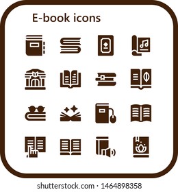 e-book icon set. 16 filled e-book icons.  Simple modern icons about  - Dictionary, Books, Book, Magazine, Library, Ebook