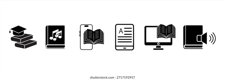 conjunto de ícones do e-book. Ícones de linha da Web minimalistas editáveis. Ilustração vetorial