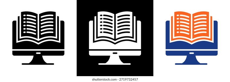 Ebook Icon Set Glyph Vector Illustration