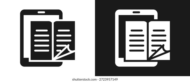Ebook Icon Set Glyph In White And Black Background