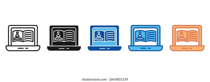 Ebook Icon Set Multiple Style Collection