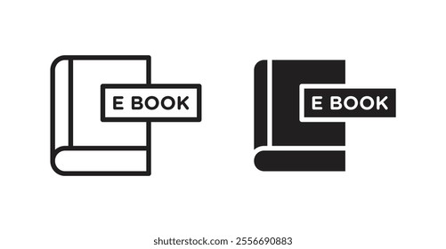 E-book icon set in Thin line black color.