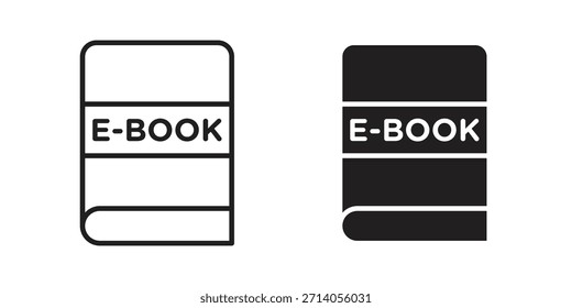 E-Book-Icon Silhouette Vektorgrafiken. Bearbeitbare Striche