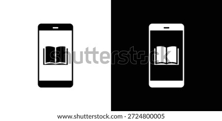 Ebook icon silhouette vector flat illustration design pack.