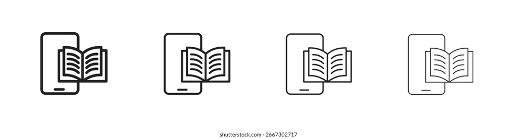 Ícone de ebook simples vetores pretos pacote. Elemento infográfico de design