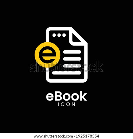 Ebook icon  with simple minimalist line art monoline style. vector icon