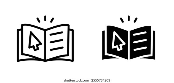 E-book icon symbol collection on white background.