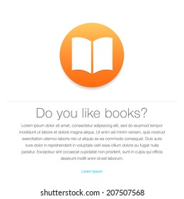 Ebook icon. E-book symbol entered in round shape, vector illustration.