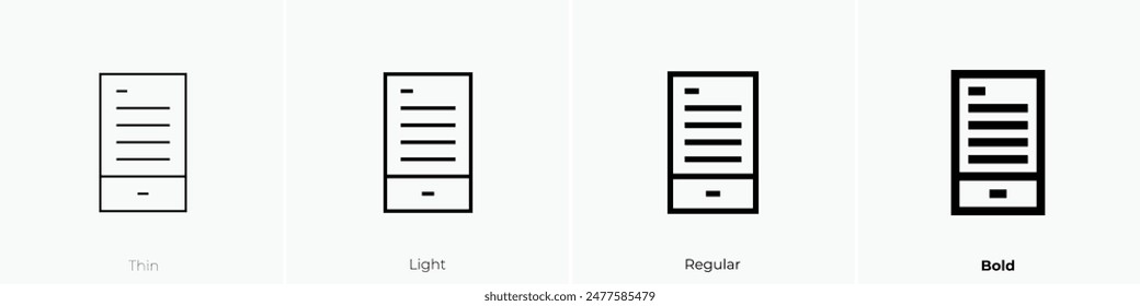 icono de libro electrónico. Diseño de estilo fino, ligero, regular y audaz aislado sobre fondo blanco