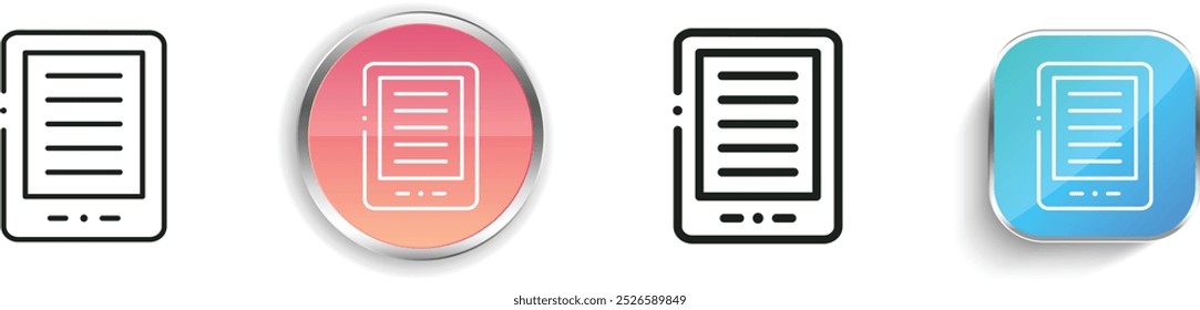 ebook icon. Thin Linear, Regular and Button Style Design Isolated On White Background